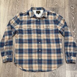 Lucky Brand Blue and Tan Plaid Men's Shirt